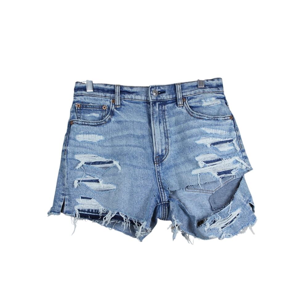 NWT American Eagle‎ Blue High Rise 90s Boyfriend Distressed Denim Shorts Size 4